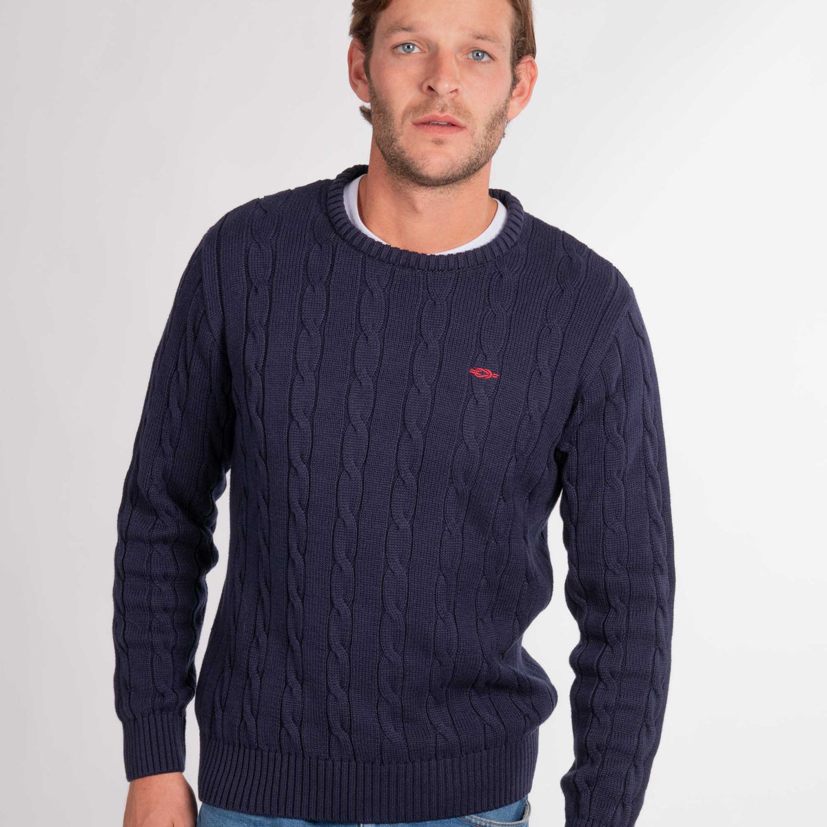 Navy Aubrey Cable Knit Jumper ReefKnots