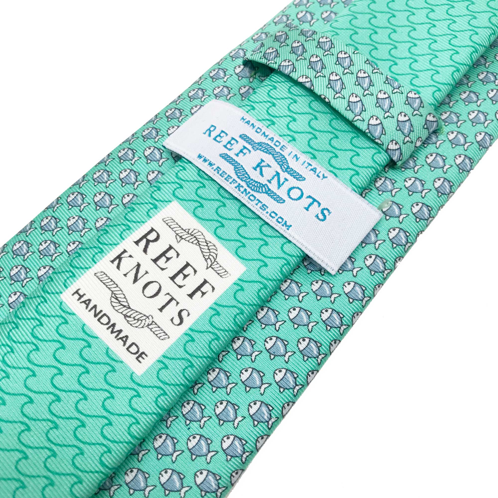 green fish animal printed silk tie