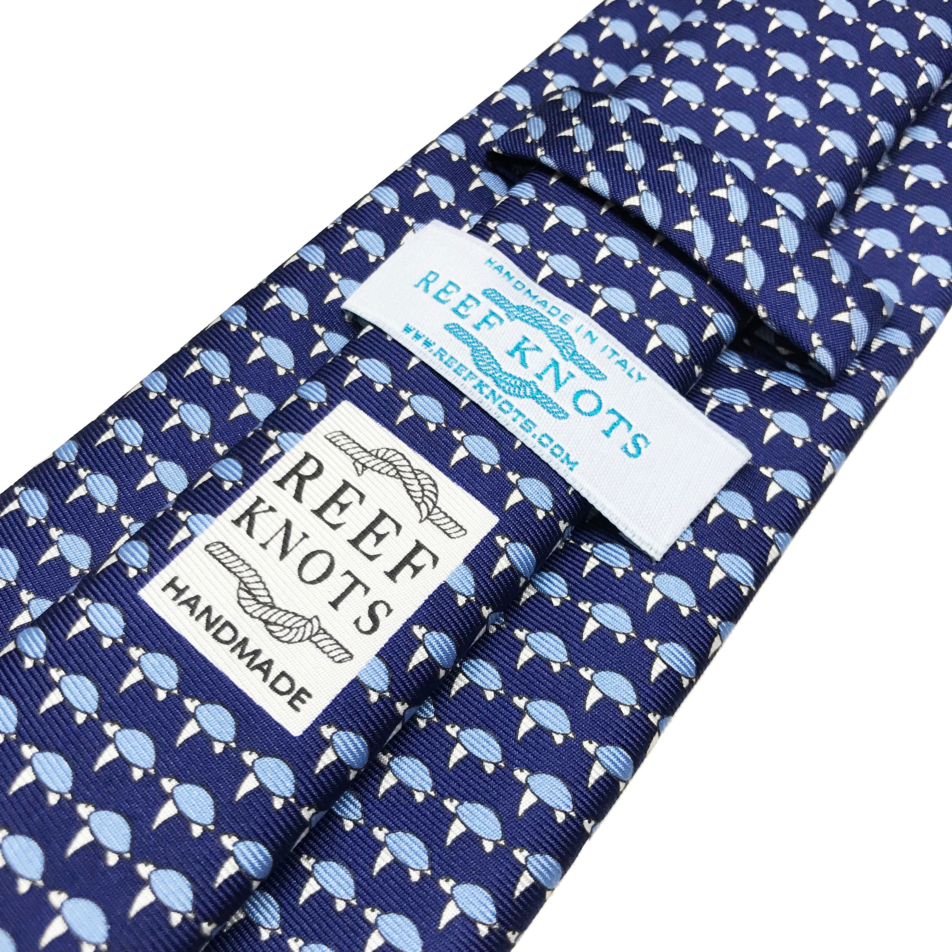 navy turtle animal silk tie