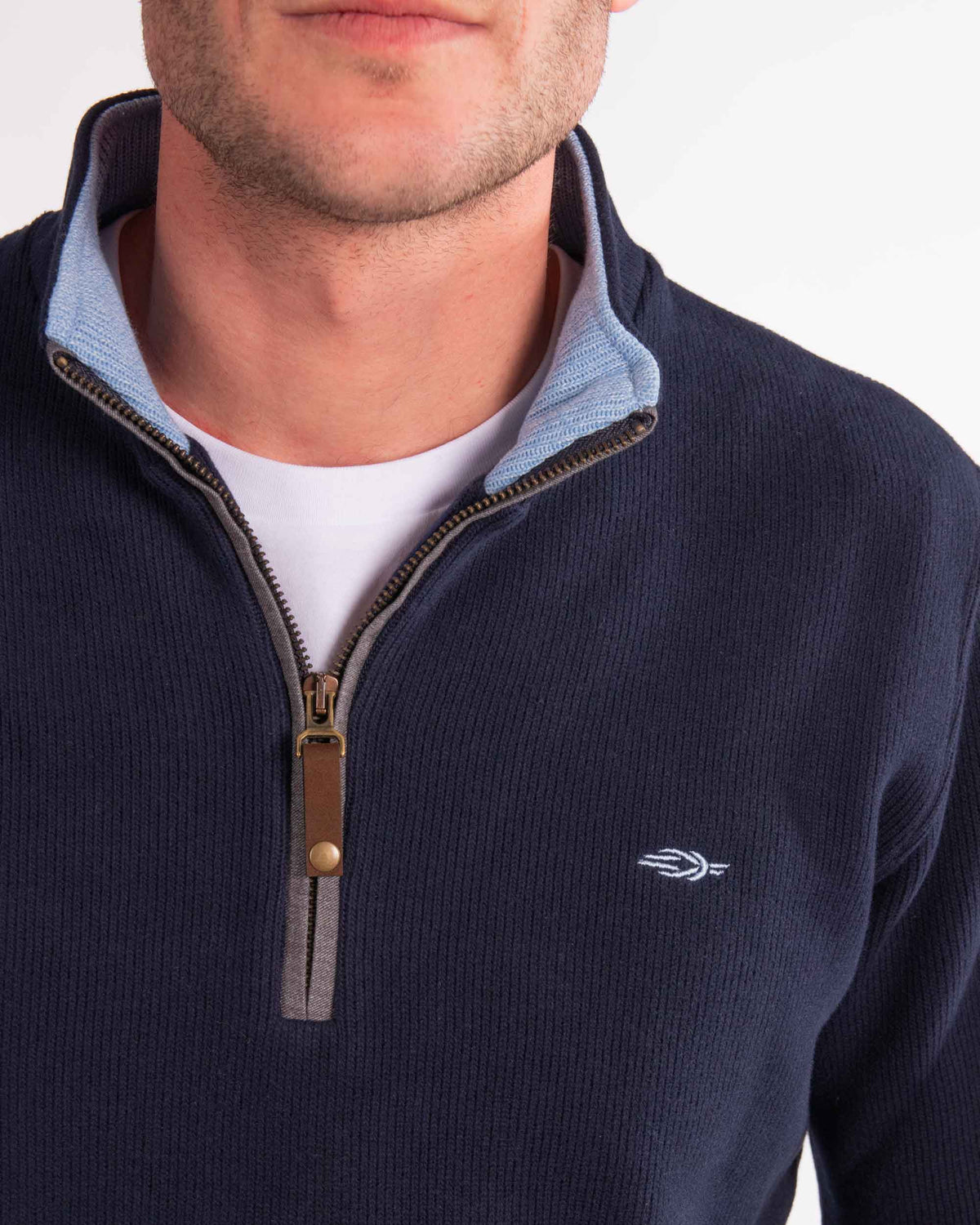 Blue Knitted Quarter Zip Jumpers (2 Pack)