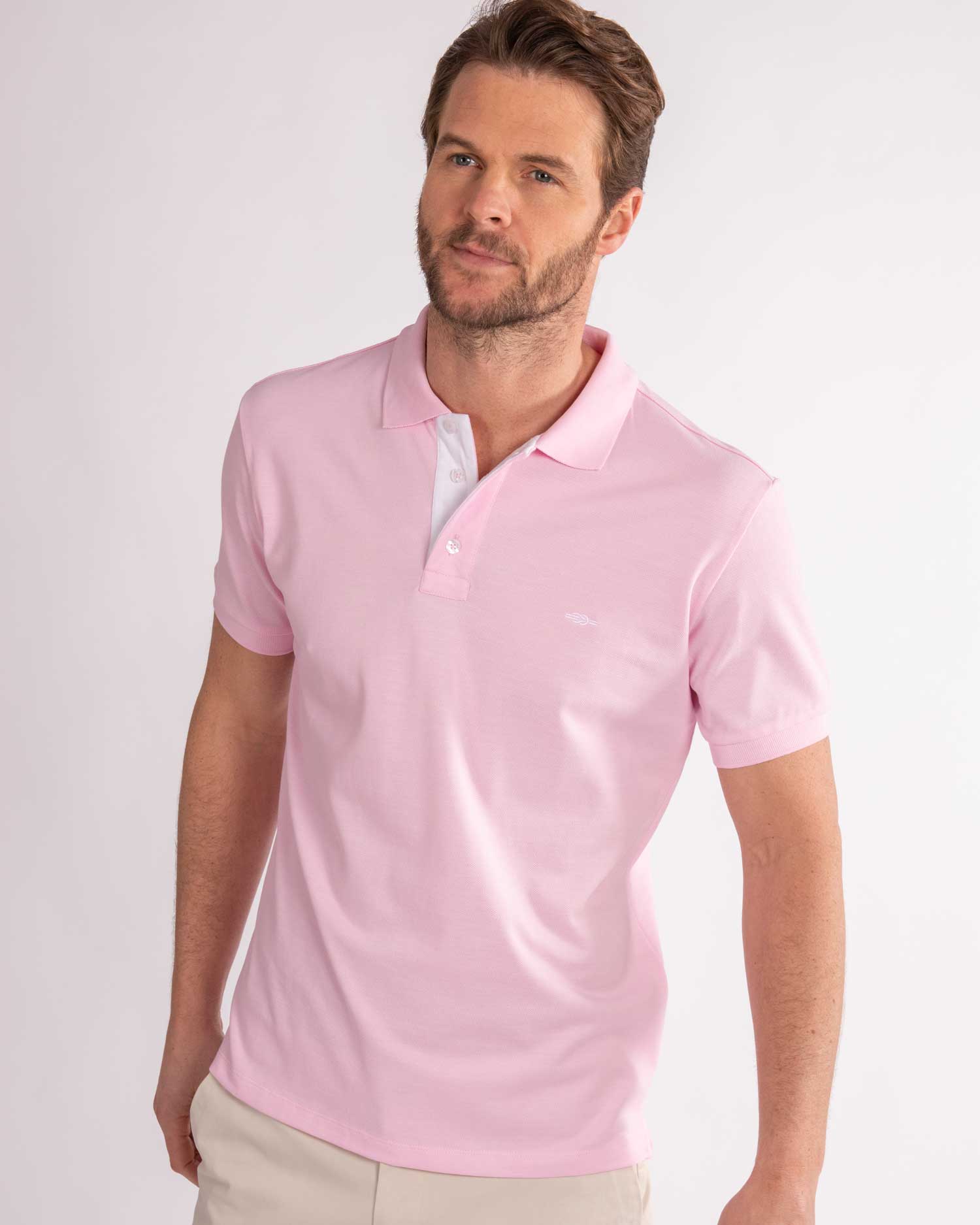 Pink White Contrast Organic Cotton Polo Shirt