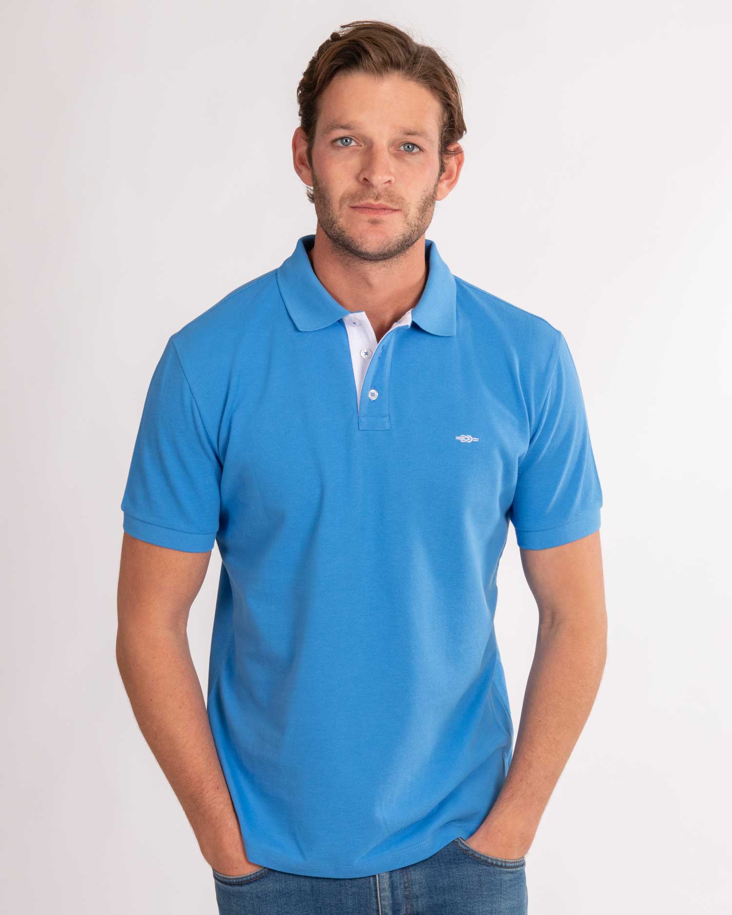 Sky Blue Organic Cotton Polo Shirt S 38 Chest