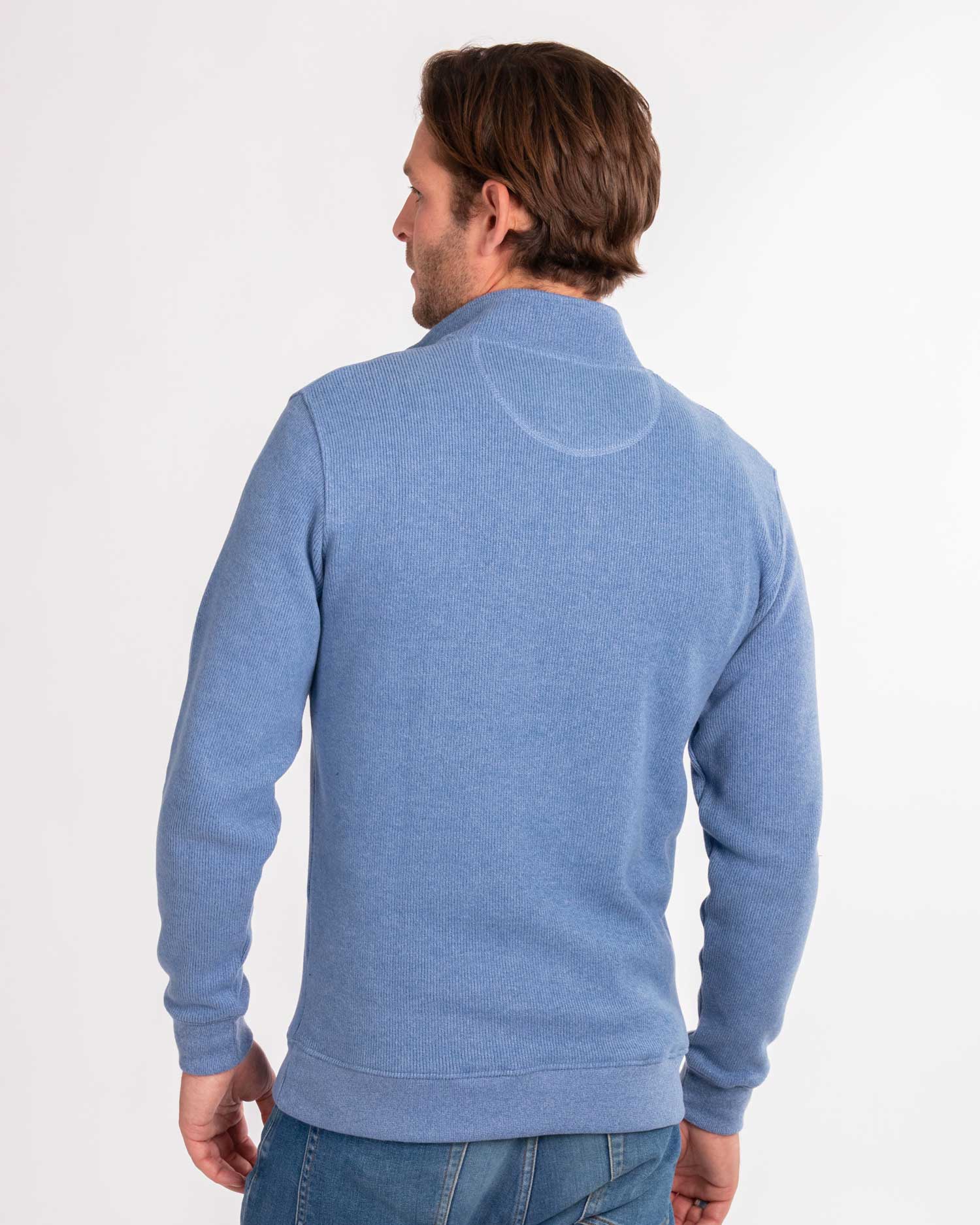 Sky Blue Quarter Zip (Mocha Contrast) – ReefKnots
