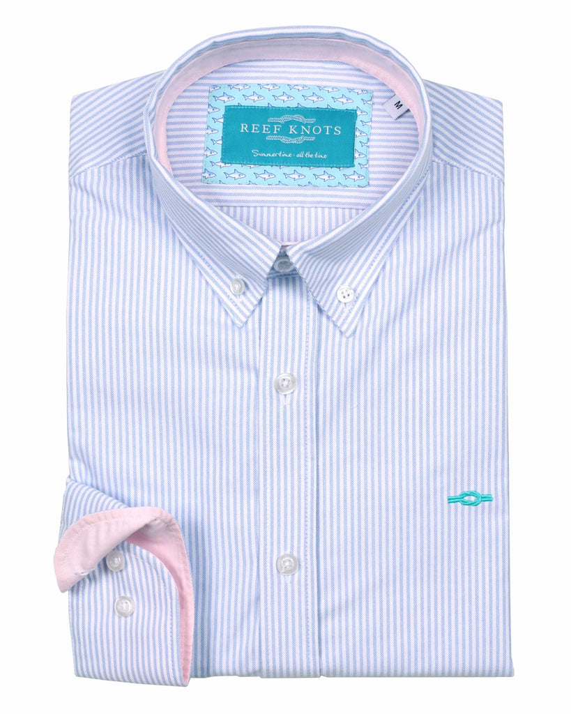 Blue Stripe Oxford Shirt - Button Down Shirts