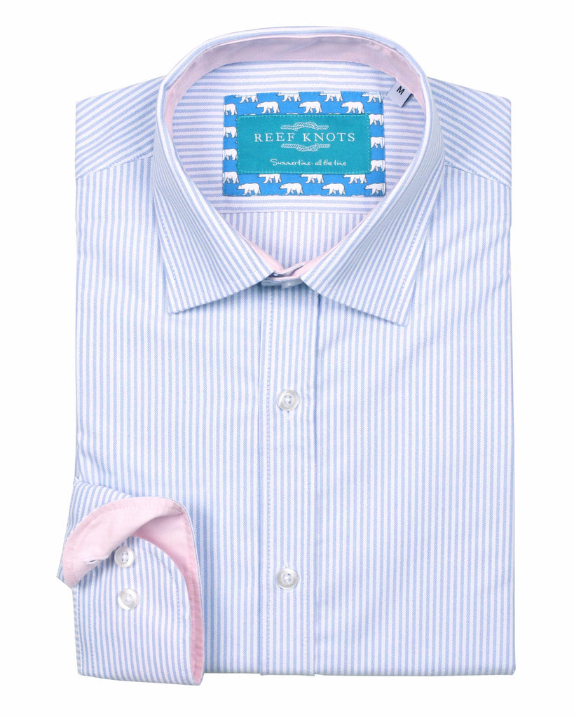 Blue Stripe Oxford Shirt - Traditional Collar Shirts