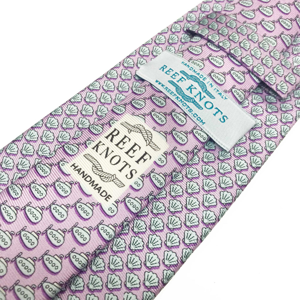 lilac shell printed silk tie