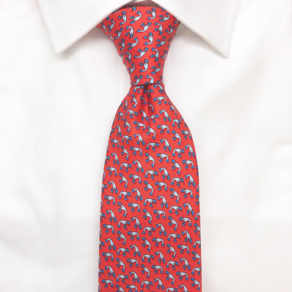 red lobster printed silk tie