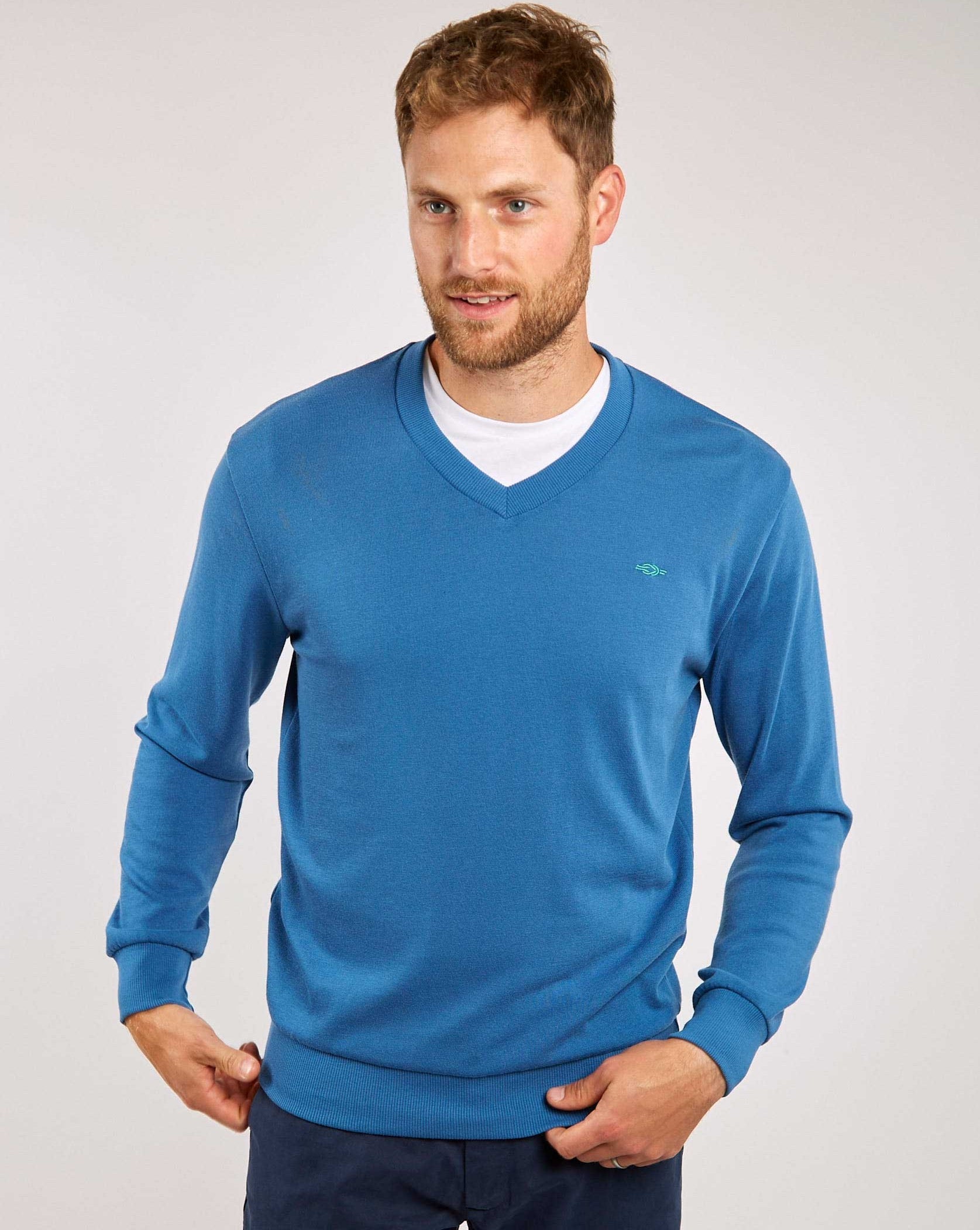 Royal blue v deals neck sweater